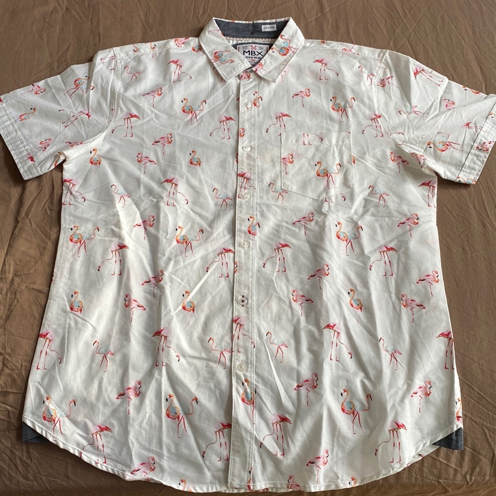 Casual button down flamingo pattern large